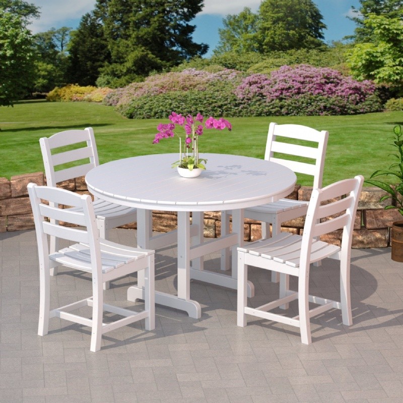 Polywood La Casa Recycled Plastic Outdoor Dining Set 5 Piece with Side