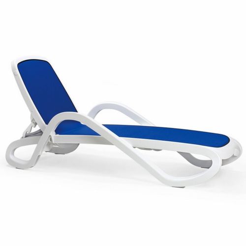 Adjustable Alpha Sling Chaise Lounge with Arms - White Blue NR-40416-00-112